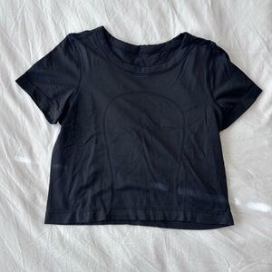 Black Lululemon Swiftly Tech Short Sleeve Cropped Women's Top